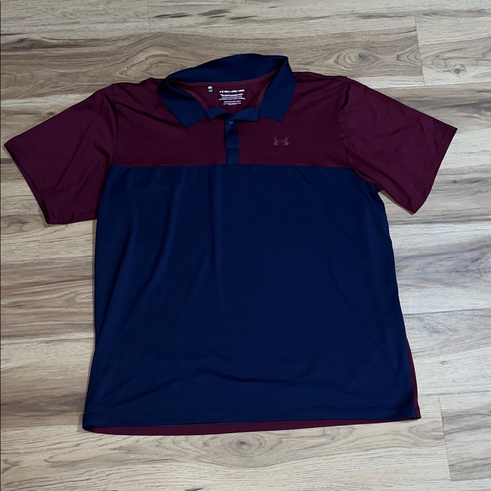 Under Armour Men's Burgundy and Navy Polo